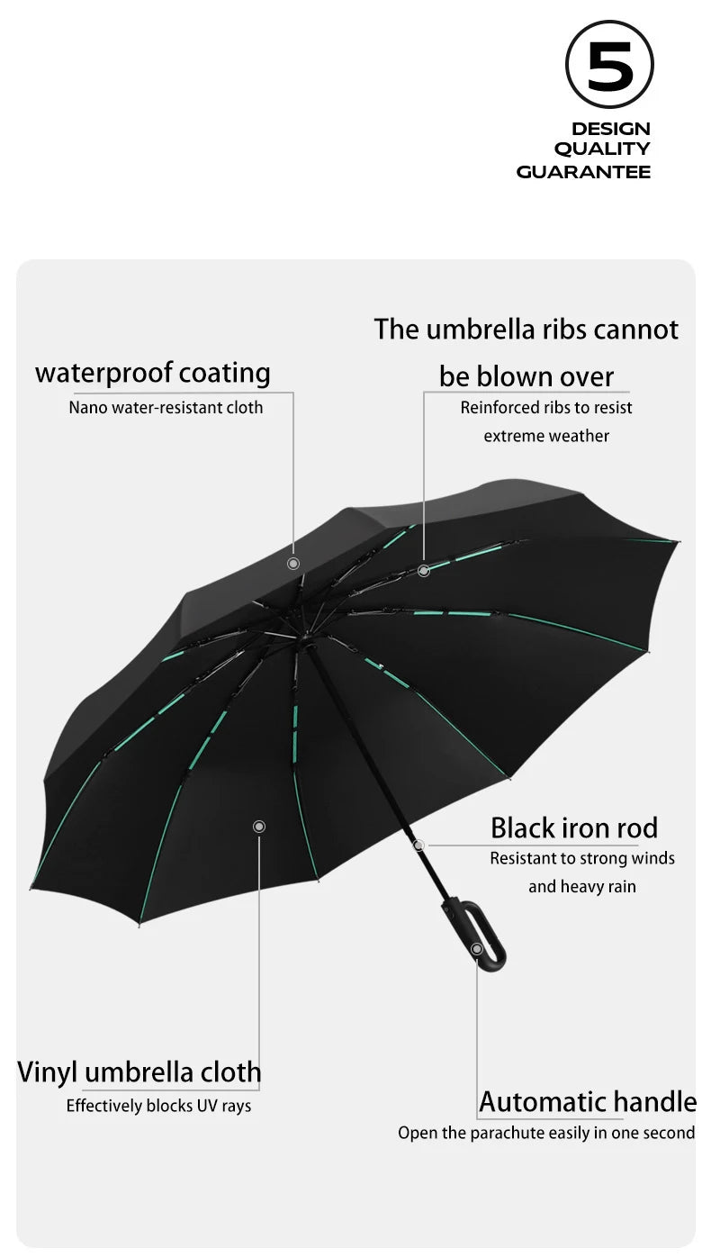 Fully automatic buckle sun umbrella for sunny and rainy days foldable and convenient rainproof sun-proof and UV-proof parasol