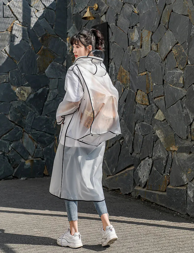 Fashion Women Transparent Eva Plastic Man Raincoat Travel Waterproof Rainwear Adult Can Hold Backpack Rain Coat