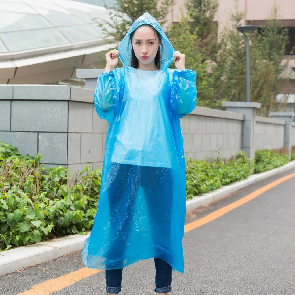 1pc Disposable Rain Ponchos Emergency Raincoat with Hood Clear Raincoat for Men Women Traveling Outdoor Camping Hiking Walking