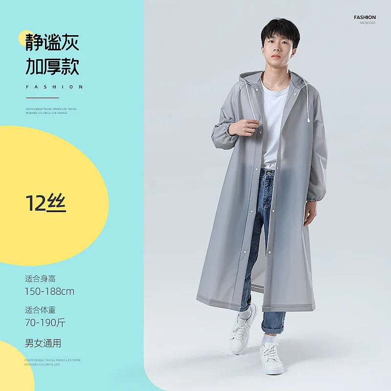 【Reusable EVA Raincoat】Transparent One-Piece Poncho for Adults Portable Outdoor Rainwear Eco-Friendly Waterproof EVA Material
