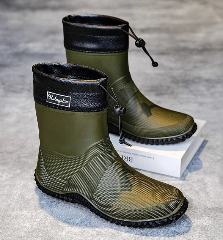 Waterproof Short Rain Boots for Men Chef Kitchen Wear-resistant Garden Wellies Low-heel Work Outdoor Original Summer Man Shoes