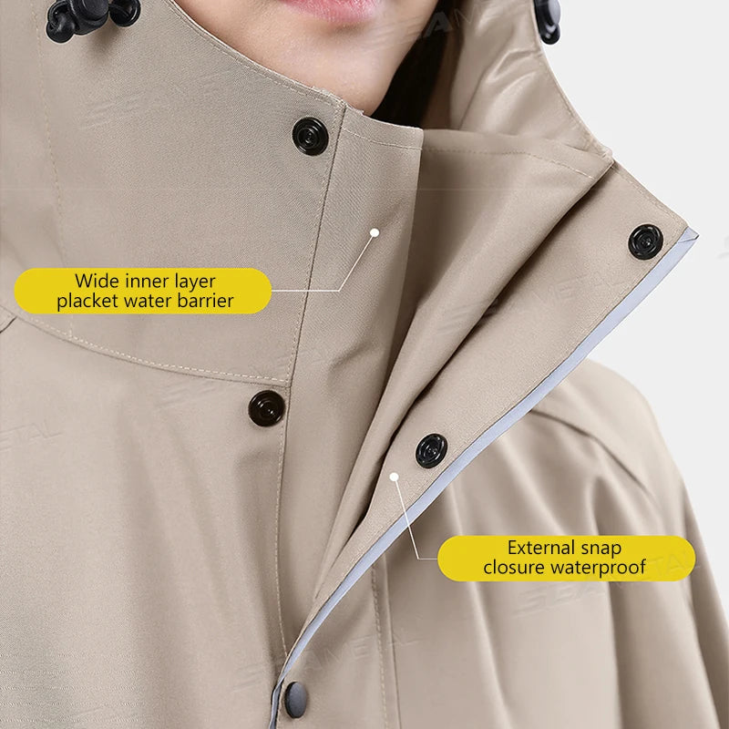 SEAMETAL Thickened Adult Motorcycle Raincoat Electric Bike Rain Coat Men Women Durable Waterproof Riding Gear Rider Raincoat
