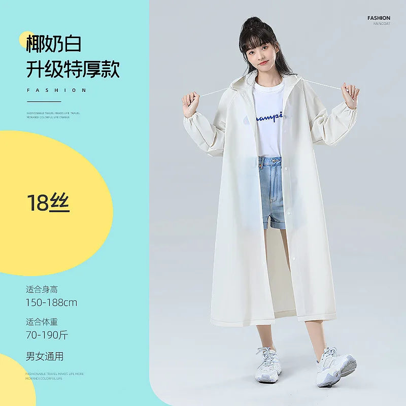 【Reusable EVA Raincoat】Transparent One-Piece Poncho for Adults Portable Outdoor Rainwear Eco-Friendly Waterproof EVA Material