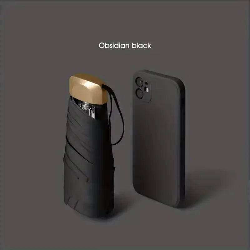 Small Pocket Mini Sun Umbrella Rainproof Travel Umbrella Vinyl Folding Umbrella Anti-UV Sun Shade Pocket Parasol Capsule