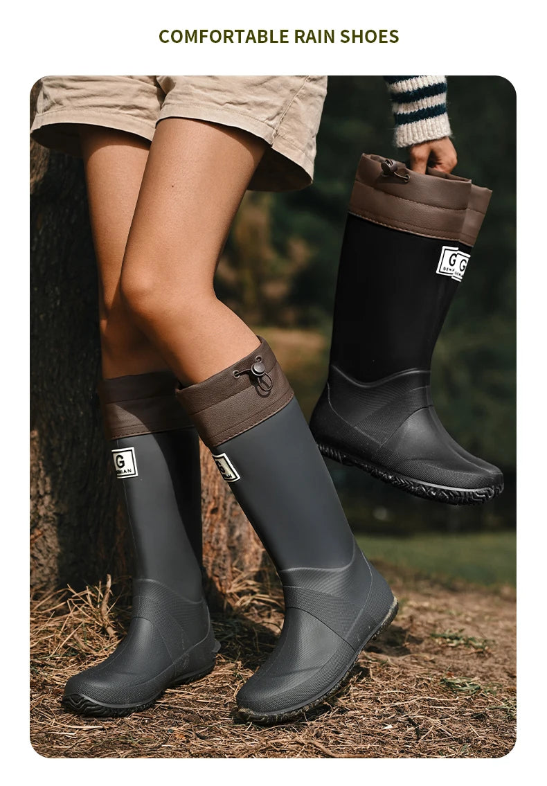 Fashionable Man&Women's Short Sleeve Rain Shoes  Non-slip Rain Boots Fleece Lined For Adults outdoor Work Shoes