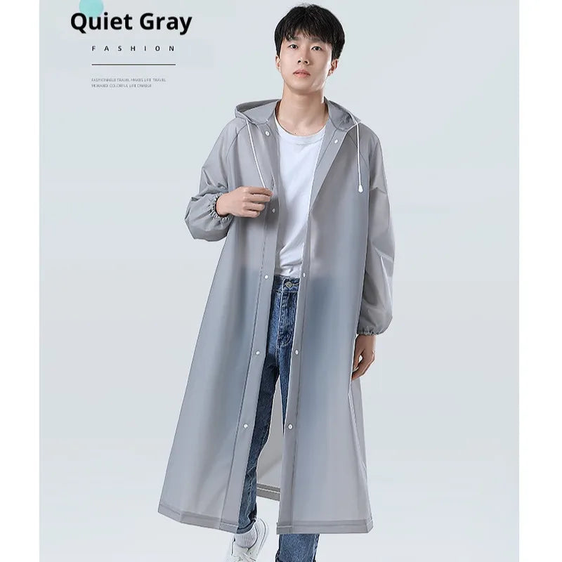 【Reusable EVA Raincoat】Transparent One-Piece Poncho for Adults Portable Outdoor Rainwear Eco-Friendly Waterproof EVA Material