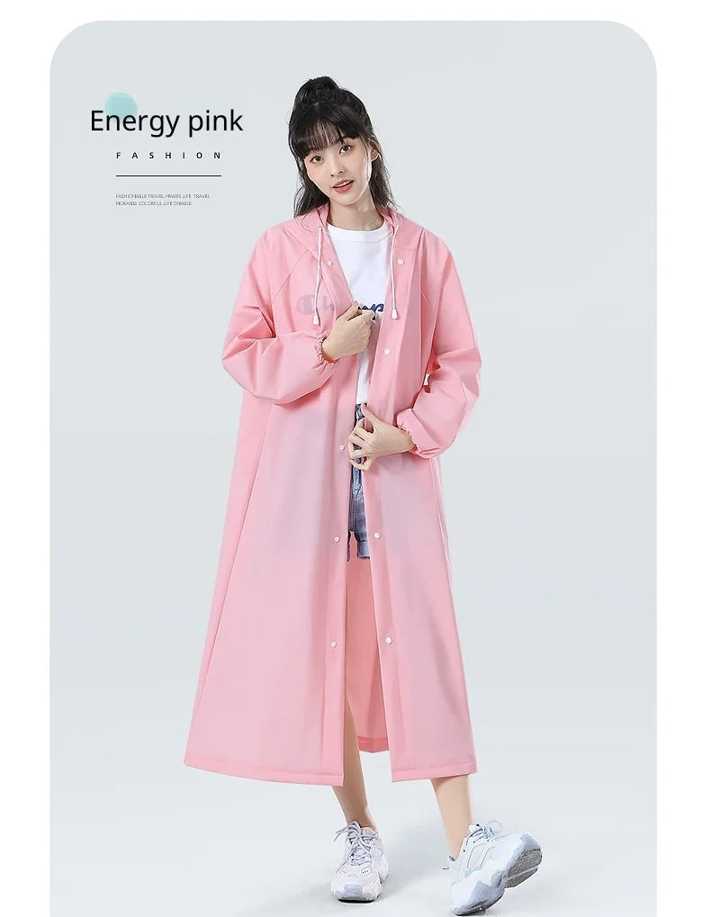 【Reusable EVA Raincoat】Transparent One-Piece Poncho for Adults Portable Outdoor Rainwear Eco-Friendly Waterproof EVA Material