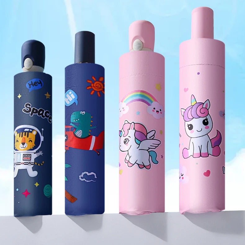 Folding Umbrella,Cute Unicorn,dinosaur,Spaceship Little Tiger,Fashion Sunscreen Umbrella,Reflective stripe design umbrella