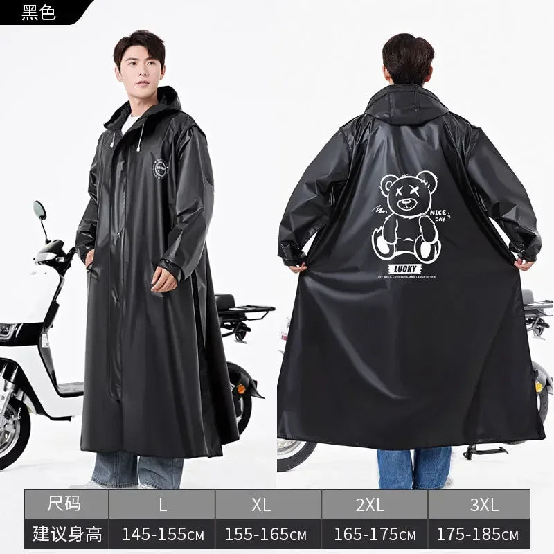 EVA Long Raincoat: Waterproof Zipper Rain Gear for Men & Women. Reusable Poncho with Pants, Portable Outdoor Travel Rain Jacket