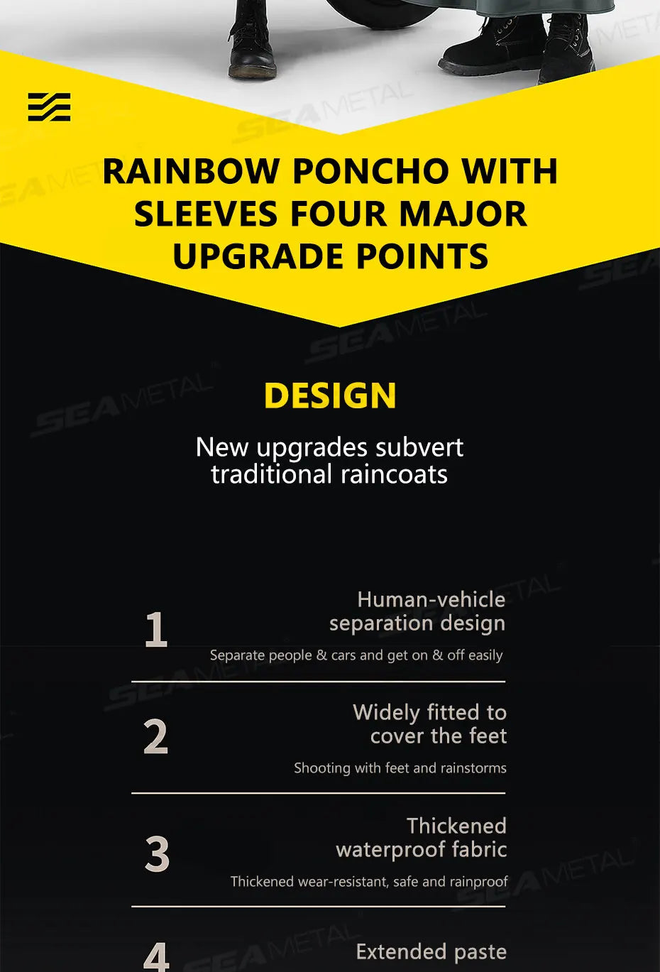 SEAMETAL Thickened Adult Motorcycle Raincoat Electric Bike Rain Coat Men Women Durable Waterproof Riding Gear Rider Raincoat