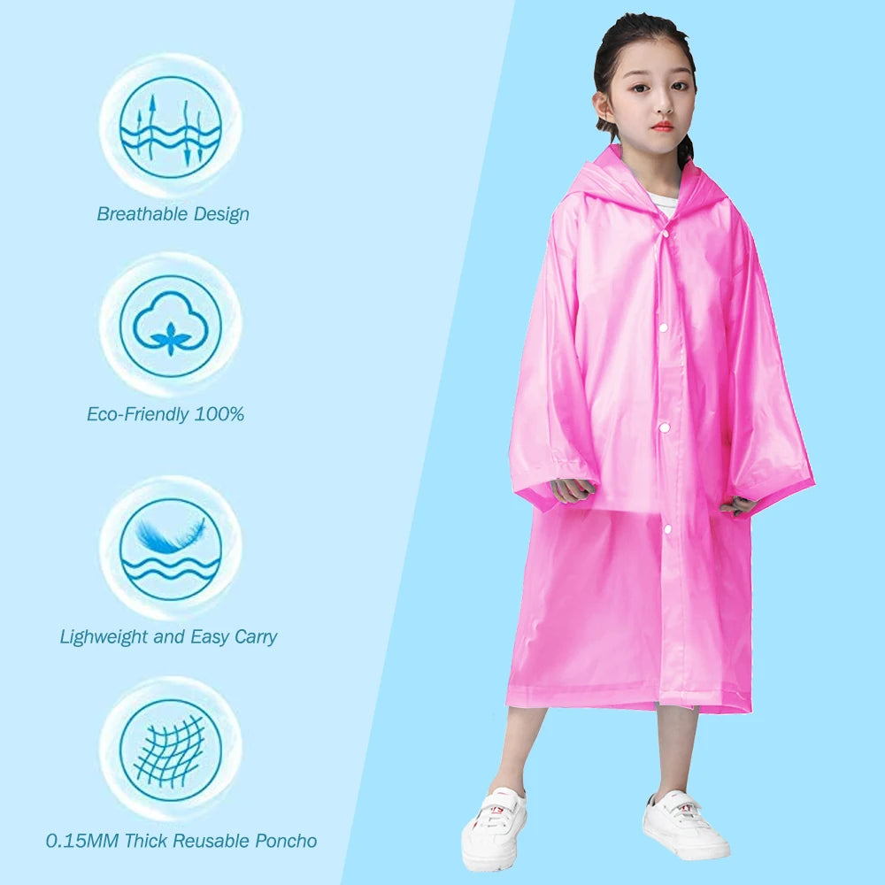 Raincoat Kids 6-13 Years Boys Girls Rain Jackets Fashion Raincoats Outdoor Portable Lightweight Clothing Reusable Poncho