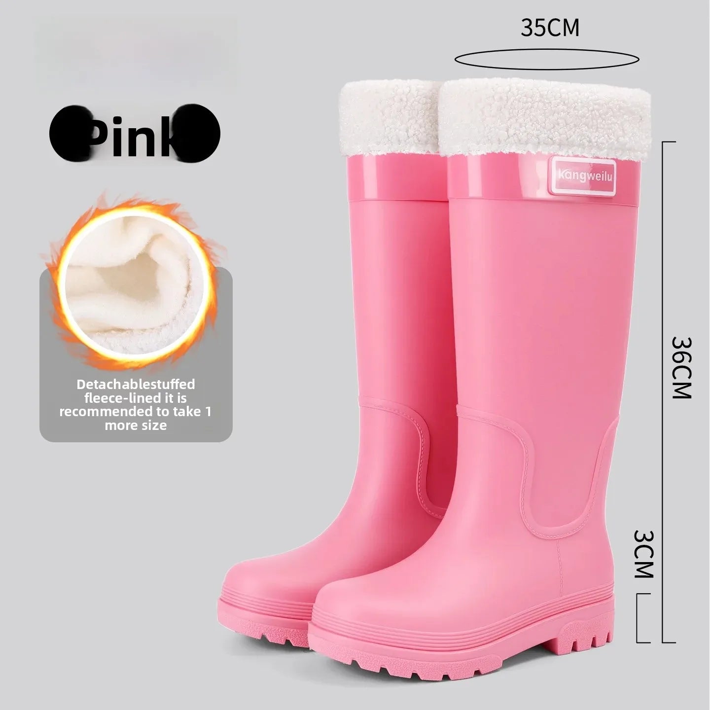 Fashionable High-Tube Women's Rain Boots Anti-Slip Waterproof Kitchen Water Shoes Long Tube PVC Material Adult Slip-Resistant Sh
