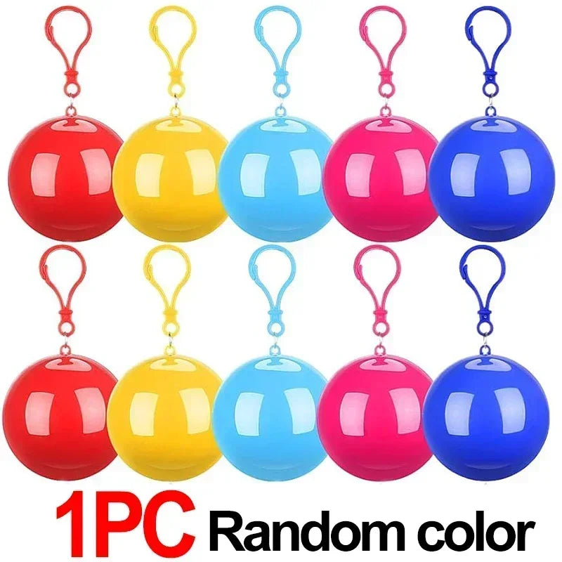 10/1Pcs Mini Portable Raincoats Ball Colorful Disposable Thicken Rain Ponchos Emergency Waterproof Rainwear Cape Keyring Balls