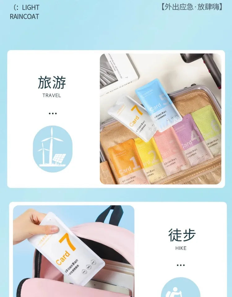 Adult PE disposable and portable rain card poncho for outdoor tour climbing fishing colorful raincoat