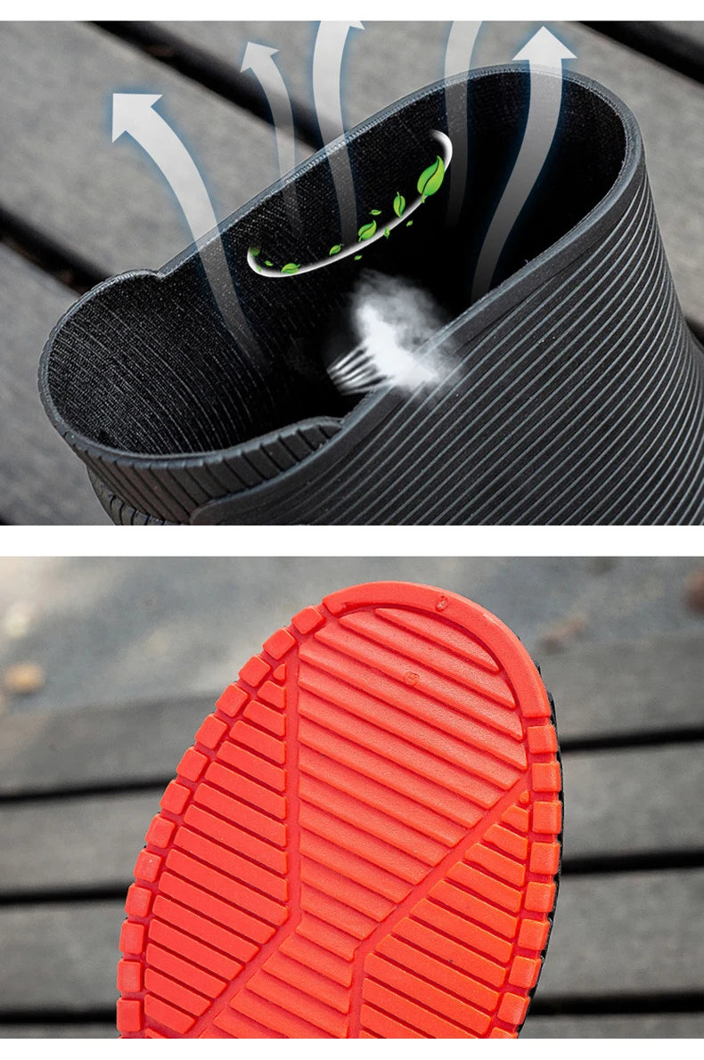 Rain Boots For Men Women Summer Casual Mid-calf Waterproof Shoes Winter Lining With Fleece Warm Anti-slip Wear-resistant Outdoor