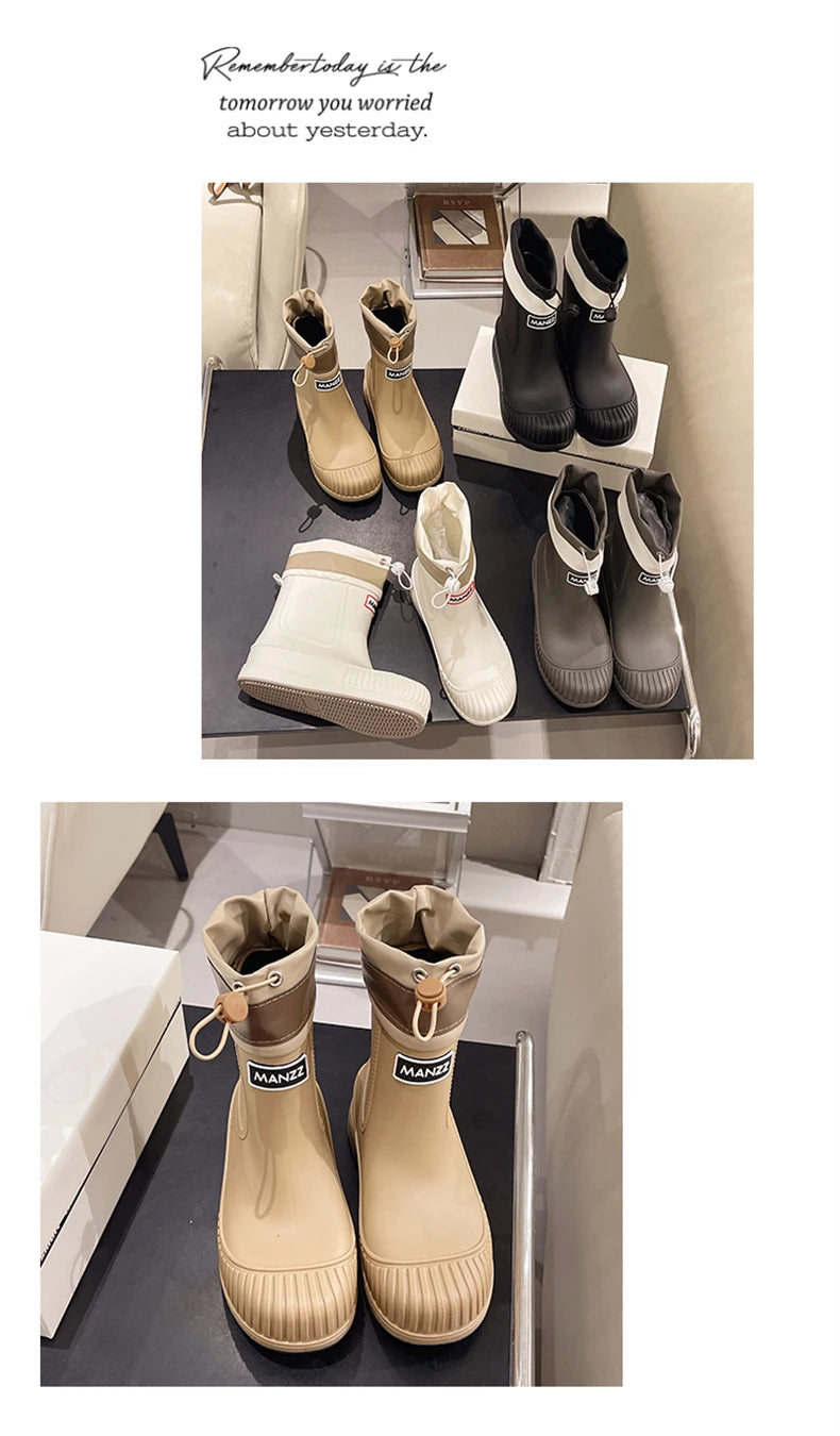 Lady Rain Boots Fashion Non-slip Soft Comfort Waterproof Rain Boots Women Outdoor Hiking School Rainy Days On Foot Camping