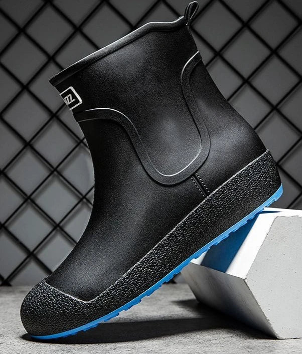 Winter Big Size Warm Waterproof Fleece-lined Short Men's Rain Boots Chef Kitchen Rainy Day Adult Without Lacing Mud Male Shoes