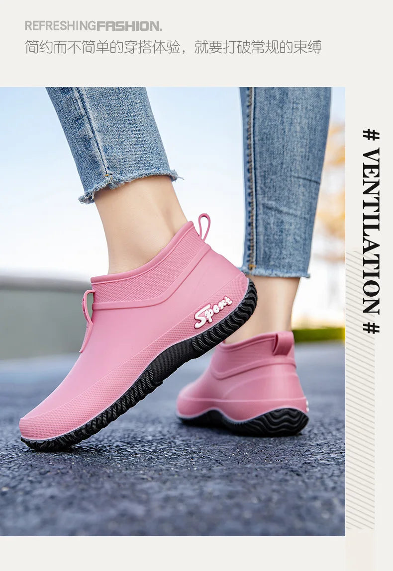 Leisure thick soled waterproof outdoor wear-resistant women's short tube water shoes daily casual rain boots