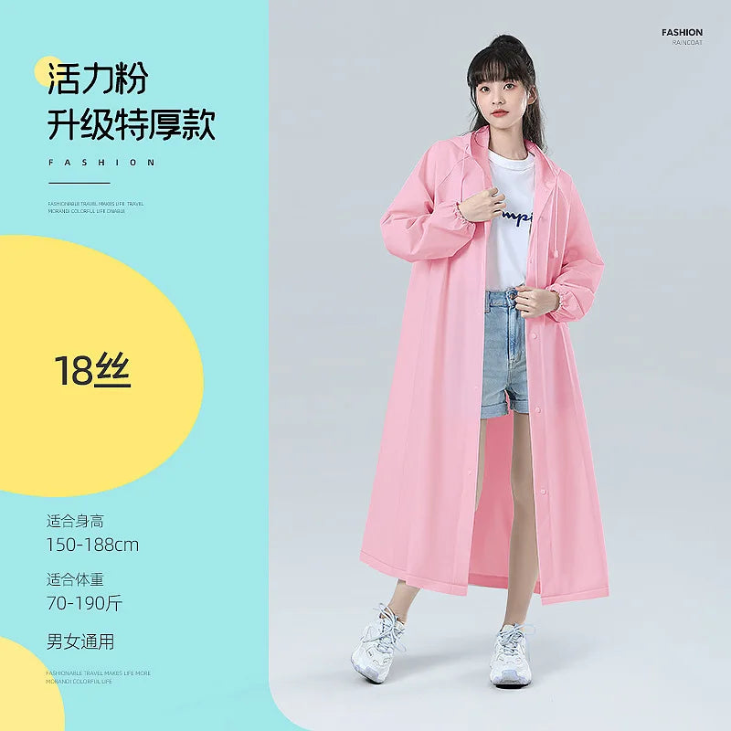 【Reusable EVA Raincoat】Transparent One-Piece Poncho for Adults Portable Outdoor Rainwear Eco-Friendly Waterproof EVA Material