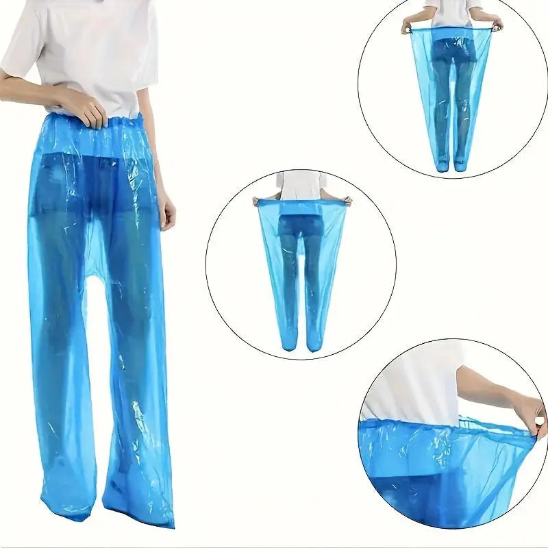 5/10 Pcs Disposable Raincoat Pants Portable Splash Proof Split Raincoat Outdoor Travel Drifting Cycling Feet-wrapped Rain Pants