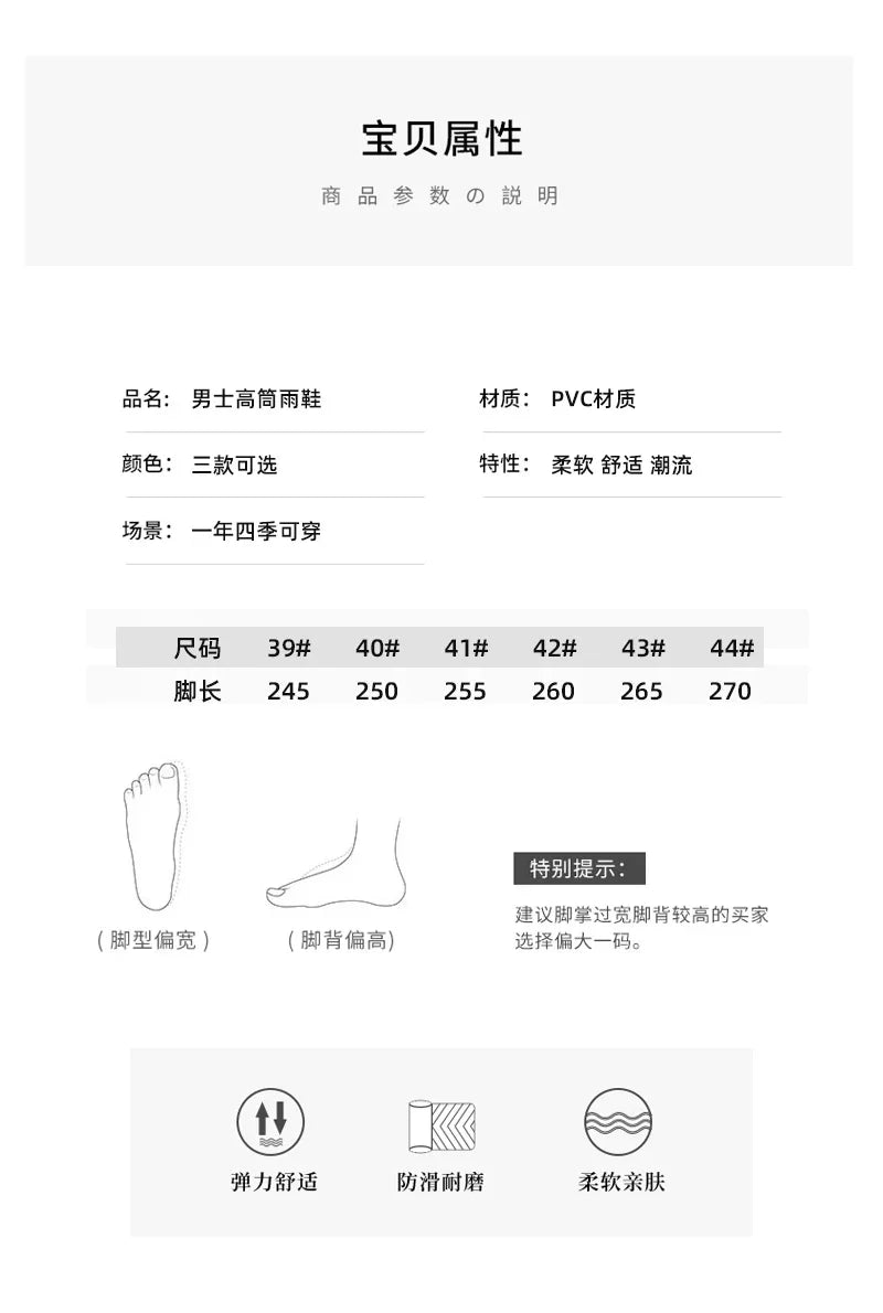 Men's Women's High-End Rain Boots Closed Rainproof and Waterproof Short and Mid.Calf Length Non-Slip Drawstring Rubber Boots