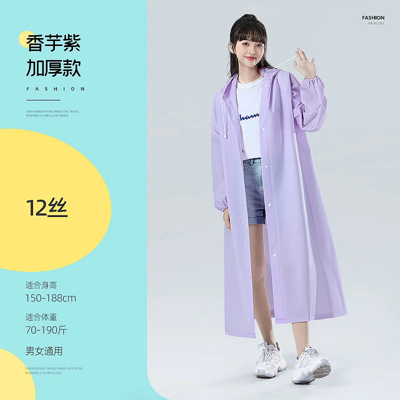 【Reusable EVA Raincoat】Transparent One-Piece Poncho for Adults Portable Outdoor Rainwear Eco-Friendly Waterproof EVA Material