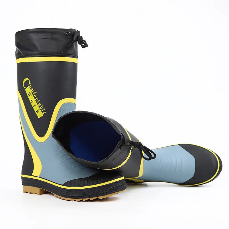 Men's Spring Summer New Mid-High Tube Breathable Rubber Warm Waterproof Faionable Comfortable Anti-Slip Rain Boots