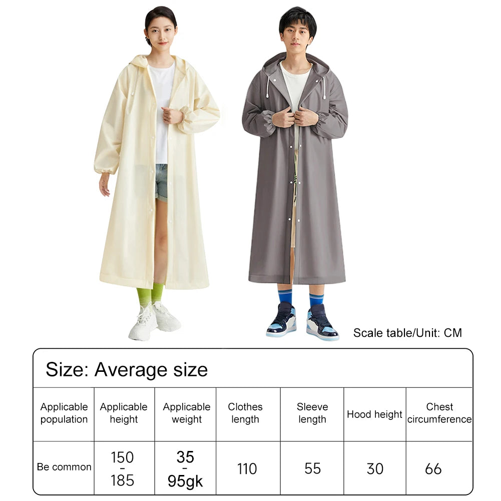 Disposable Adult Long Raincoat Drawstring Hooded Rain Poncho Portable Long Hooded Rain Coats for Outdoor Travel Emergency