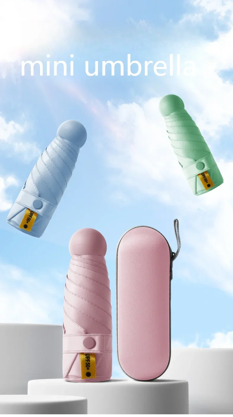 Mini Sunscreen UV Protection Parasol - Compact Pocket-Sized Umbrella for Sunny/Rainy Days, Lightweight Travel Gift Capsule