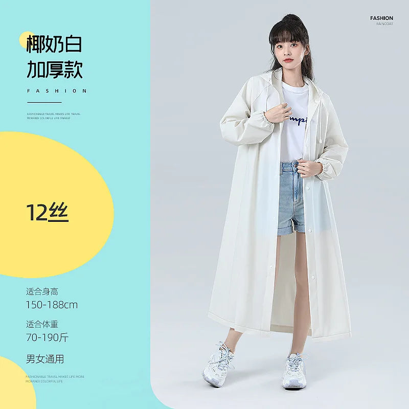 【Reusable EVA Raincoat】Transparent One-Piece Poncho for Adults Portable Outdoor Rainwear Eco-Friendly Waterproof EVA Material