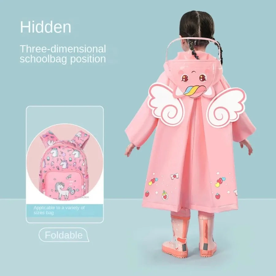1PC Children's Raincoat - for Girls & Boys, Suitable for Kindergarten, Preschool & Elementary School, with Backpack Space