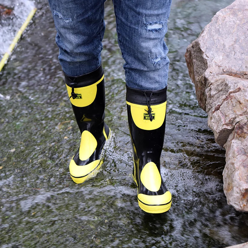 Men's Spring Summer New Mid-High Tube Breathable Rubber Warm Waterproof Faionable Comfortable Anti-Slip Rain Boots