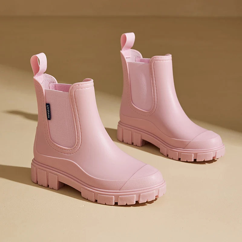 Women's Outdoor Waterproof Short-cylinder Rain Shoes: Stylish Style for Outdoor Wear, Water Shoes, Rain Boots, Galoshes, Waterpr
