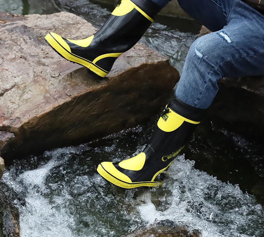Men's Spring Summer New Mid-High Tube Breathable Rubber Warm Waterproof Faionable Comfortable Anti-Slip Rain Boots