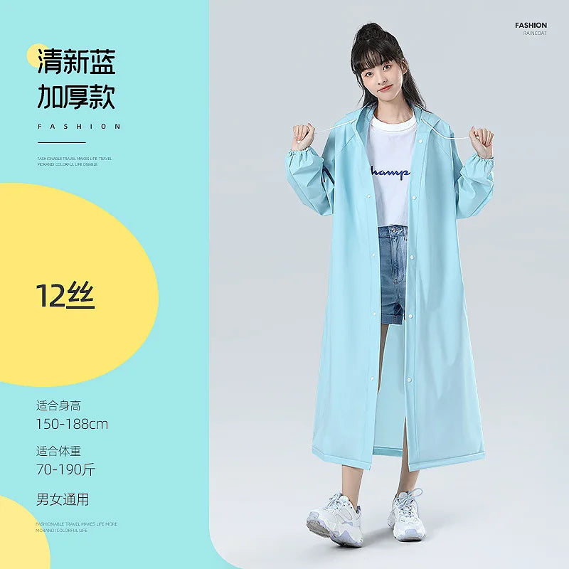 【Reusable EVA Raincoat】Transparent One-Piece Poncho for Adults Portable Outdoor Rainwear Eco-Friendly Waterproof EVA Material