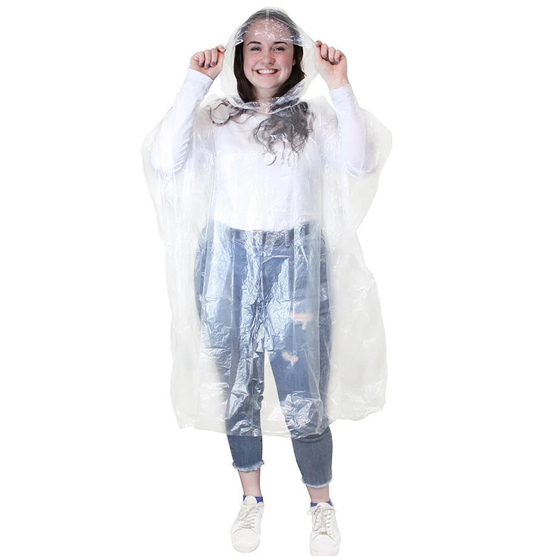 6Pcs Disposable Waterproof Raincoat Outdoor Hiking Mountain Travel  Emergency Transparent Portable Adult Poncho Rain