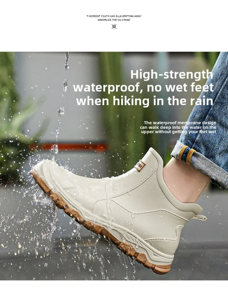 Waterproof Cross-Border Men's Rain Shoes Fashionable Short Socks Thickened Warm Rubber Work Anti-Slip Fishing Kitchen Rain Boots