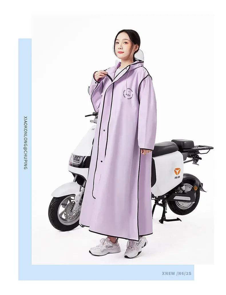 EVA Long Raincoat: Waterproof Zipper Rain Gear for Men & Women. Reusable Poncho with Pants, Portable Outdoor Travel Rain Jacket