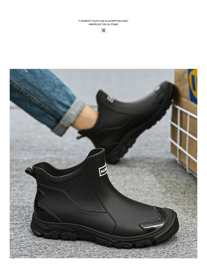 Waterproof Cross-Border Men's Rain Shoes Fashionable Short Socks Thickened Warm Rubber Work Anti-Slip Fishing Kitchen Rain Boots