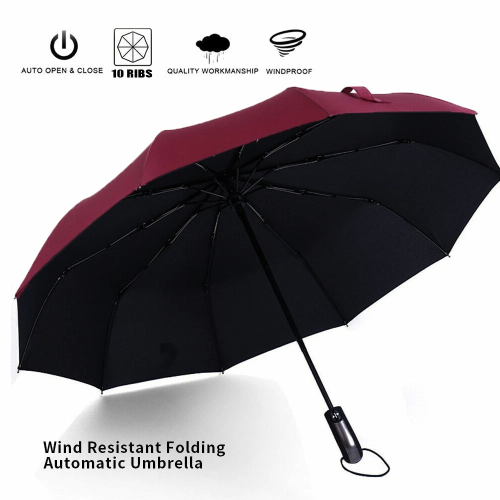 10 Bone Strong Windproof Umbrella Automatic Folding Umbrella Men Women Rainproof Sun Protection Umbrellas