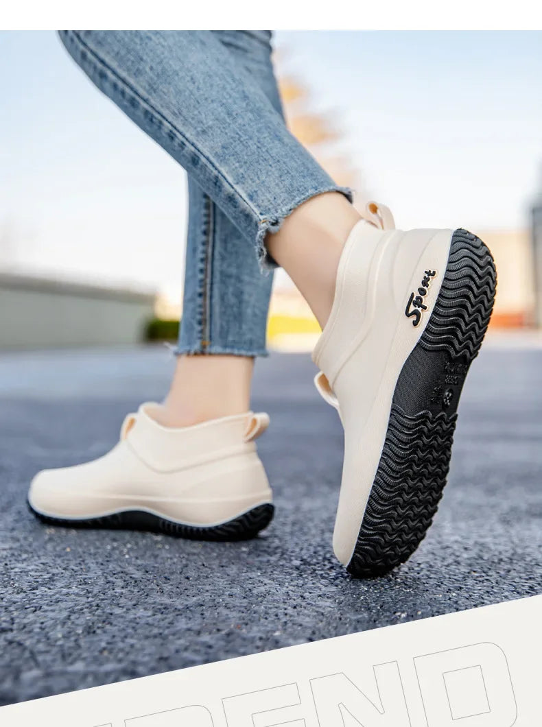 Leisure thick soled waterproof outdoor wear-resistant women's short tube water shoes daily casual rain boots