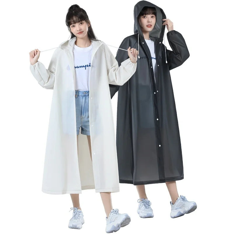 【Reusable EVA Raincoat】Transparent One-Piece Poncho for Adults Portable Outdoor Rainwear Eco-Friendly Waterproof EVA Material