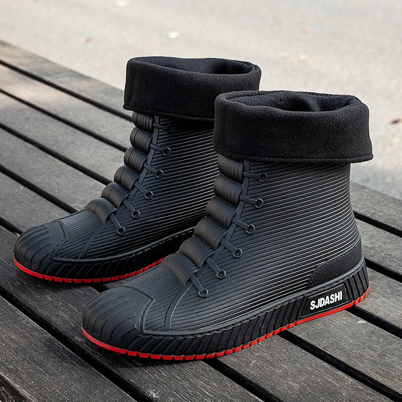Rain Boots For Men Women Summer Casual Mid-calf Waterproof Shoes Winter Lining With Fleece Warm Anti-slip Wear-resistant Outdoor