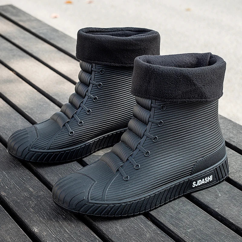 Rain Boots For Men Women Summer Casual Mid-calf Waterproof Shoes Winter Lining With Fleece Warm Anti-slip Wear-resistant Outdoor