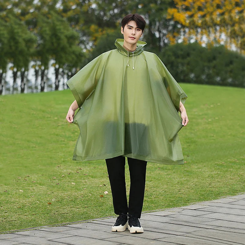Disposable raincoat, cloak style three in one thick raincoat, suitable for camping, fishing, hiking, and trekking.
