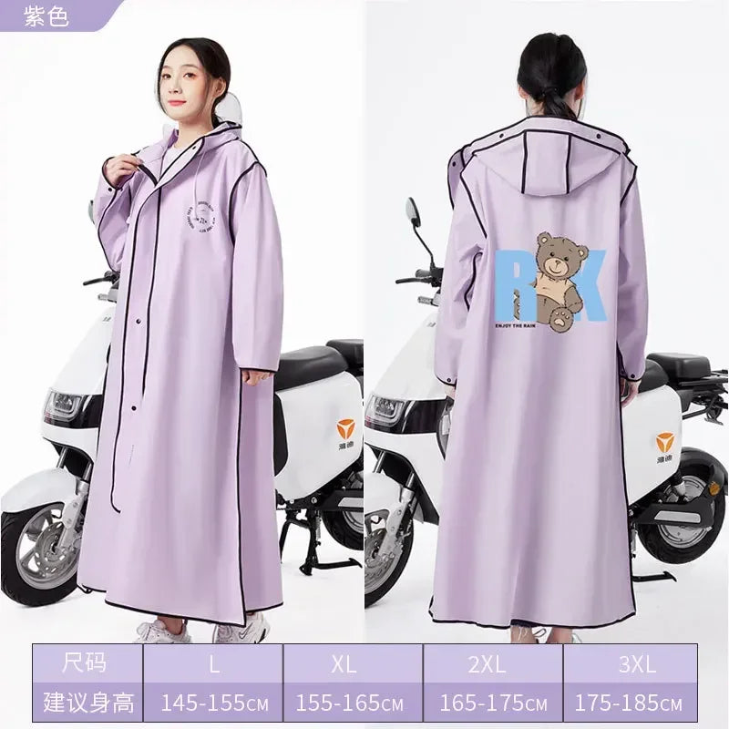 EVA Long Raincoat: Waterproof Zipper Rain Gear for Men & Women. Reusable Poncho with Pants, Portable Outdoor Travel Rain Jacket