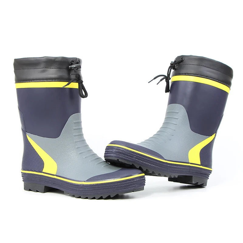 Men's Spring Summer New Mid-High Tube Breathable Rubber Warm Waterproof Faionable Comfortable Anti-Slip Rain Boots