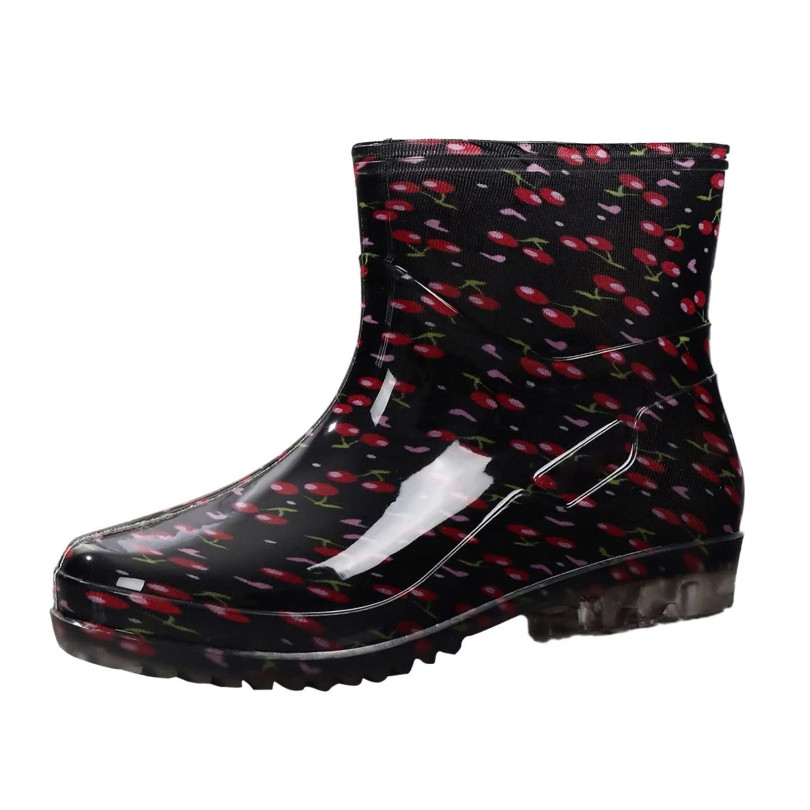 Black Polka Dots Women's Rain Shoes Waterproof And Non-slip Kitchen Work Rubber Shoes Pvc Short Tube Rain Boots Summer Shoes