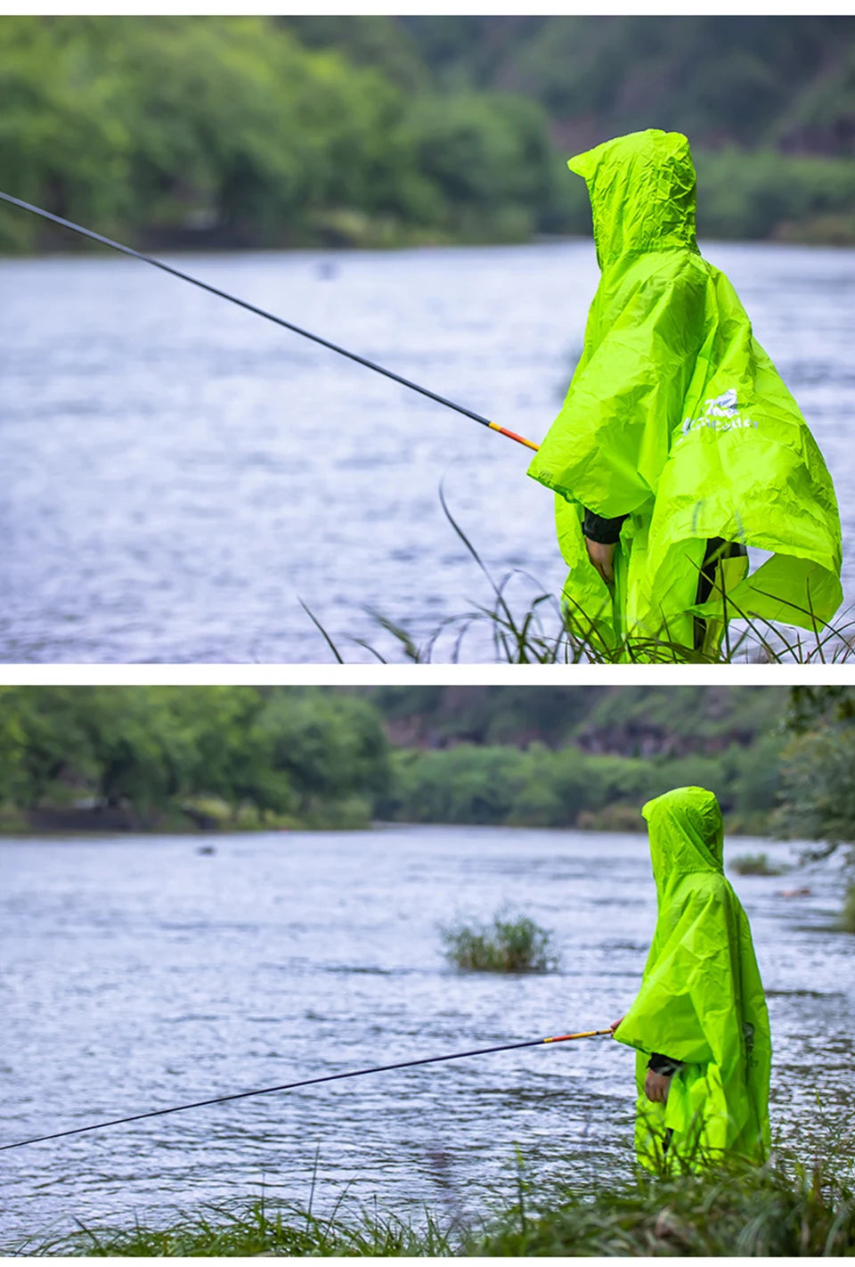 Outdoor 3 In 1 Raincoat Hooded Sleeve Waterproof Rain Poncho Motorcycle Rain Cover Camping Hiking Travel Portable Rainwear Tent