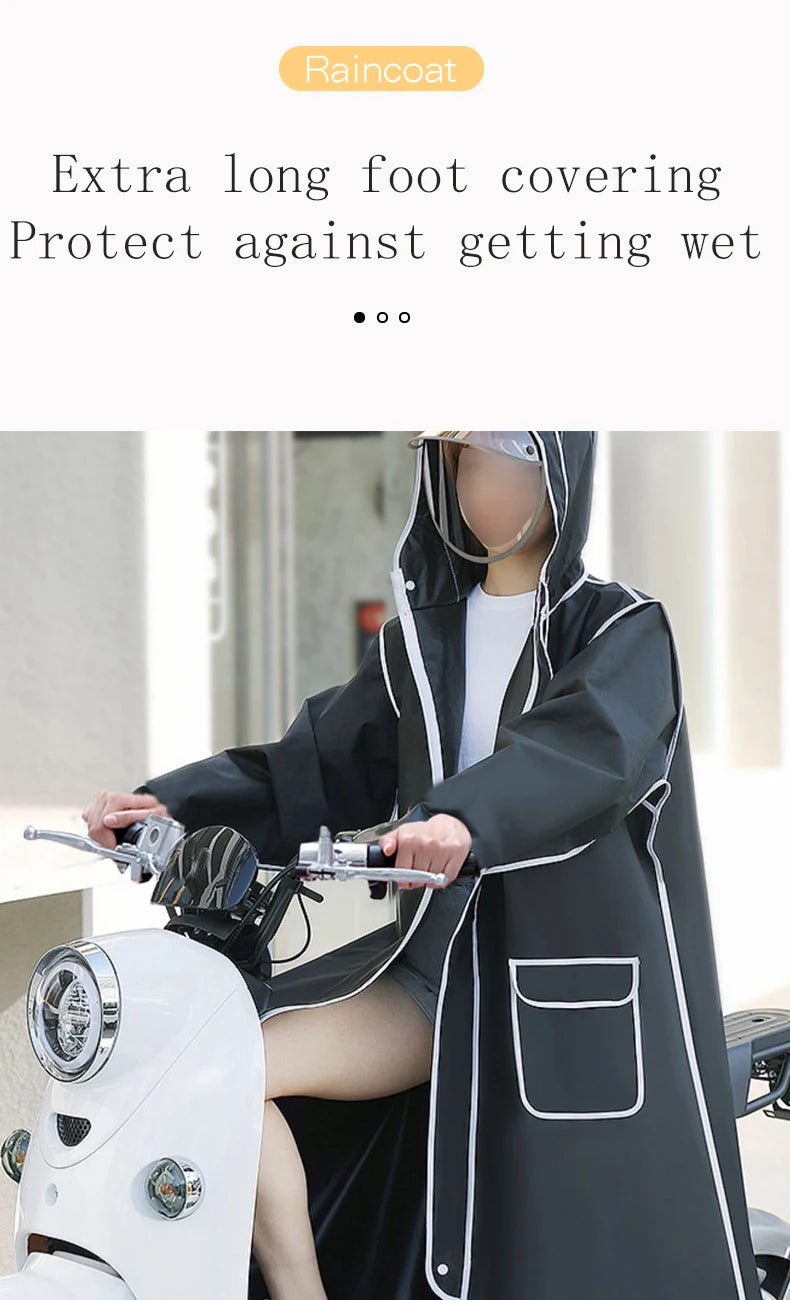 Long raincoat full body rainstorm proof electric bicycle single female male fashion student battery bike adult poncho